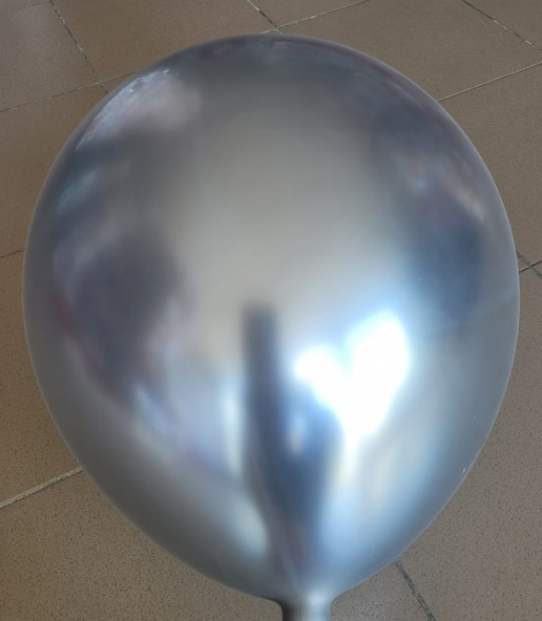 Set 2 baloane latex jumbo chrome argintiu 46 cm [2]