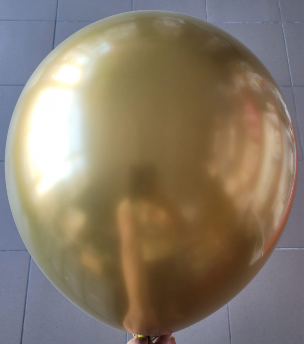 Set 2 baloane latex jumbo chrome auriu oglinda 45 cm [2]