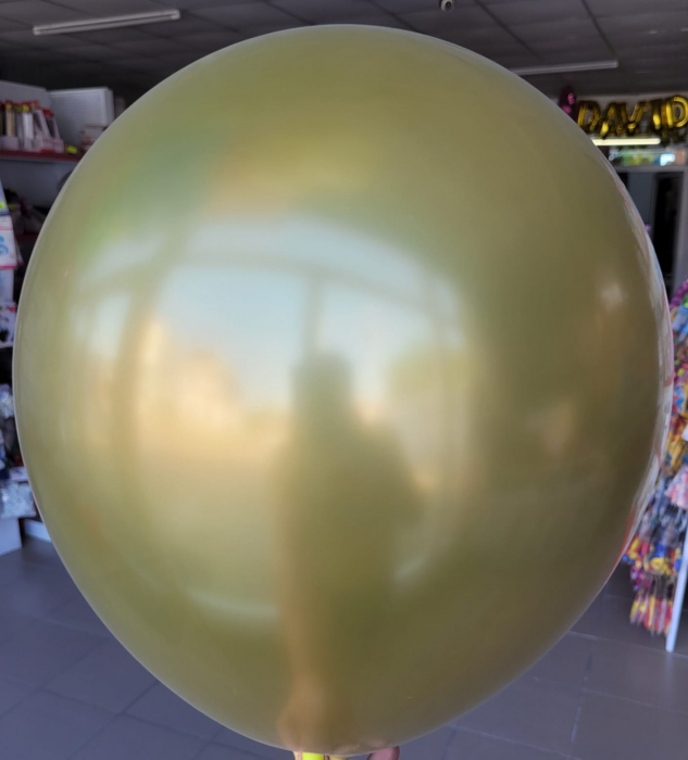 Set 2 baloane latex jumbo chrome auriu oglinda 45 cm [3]