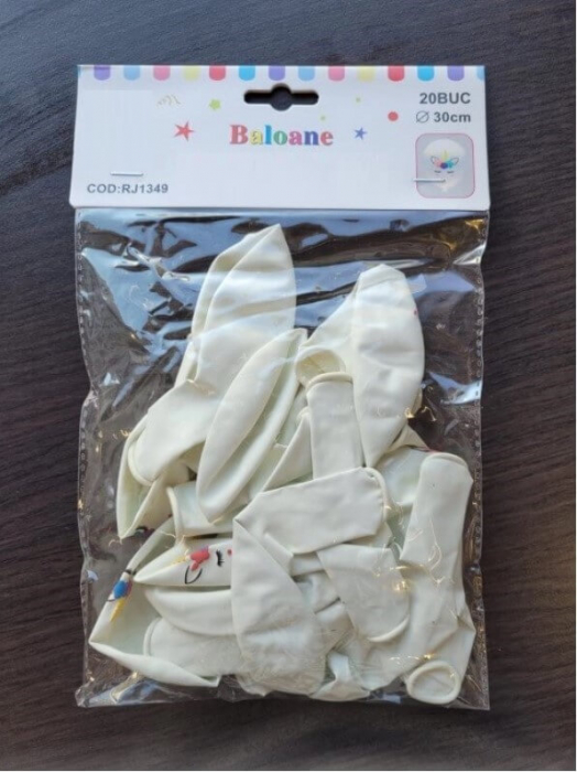 Set 20 baloane albe imprimate unicorn 30 cm [4]
