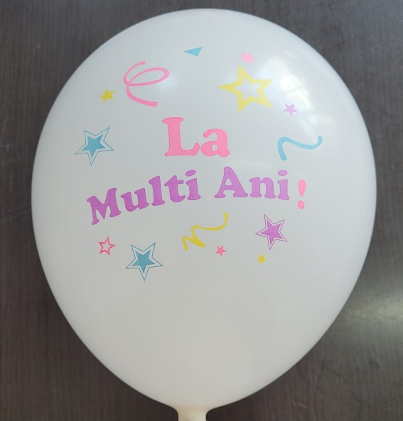 Set 20 baloane latex alb cu La multi ani multicolor 30 cm [2]