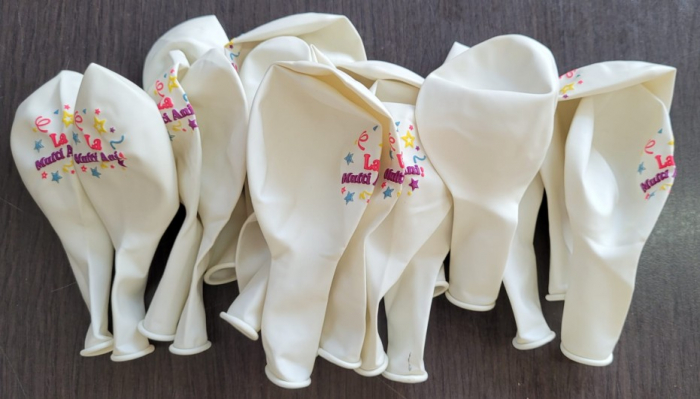 Set 20 baloane latex alb cu La multi ani multicolor 30 cm [3]