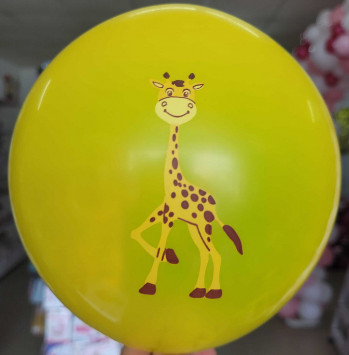 Set 20 baloane latex multicolore imprimate cu girafa 30 cm [2]