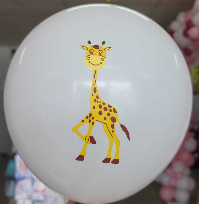 Set 20 baloane latex multicolore imprimate cu girafa 30 cm [3]