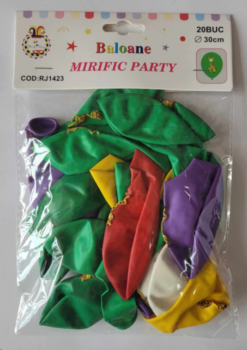 Set 20 baloane latex multicolore imprimate cu girafa 30 cm [9]
