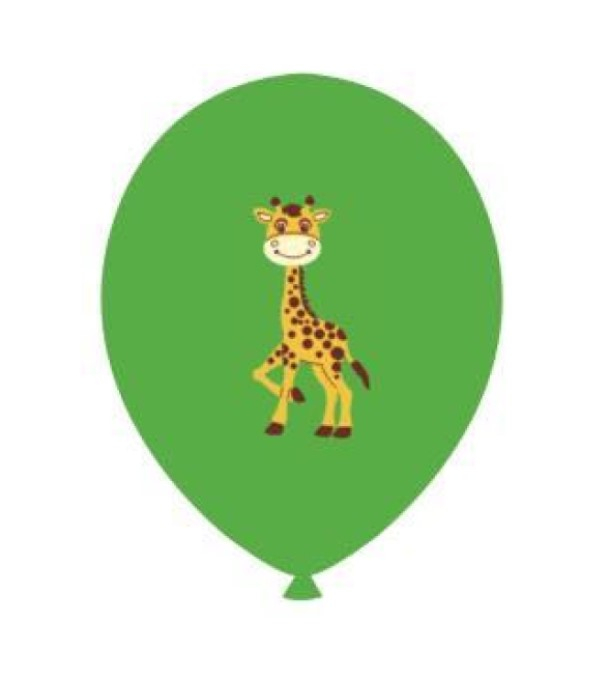 Set 20 baloane latex multicolore imprimate cu girafa 30 cm