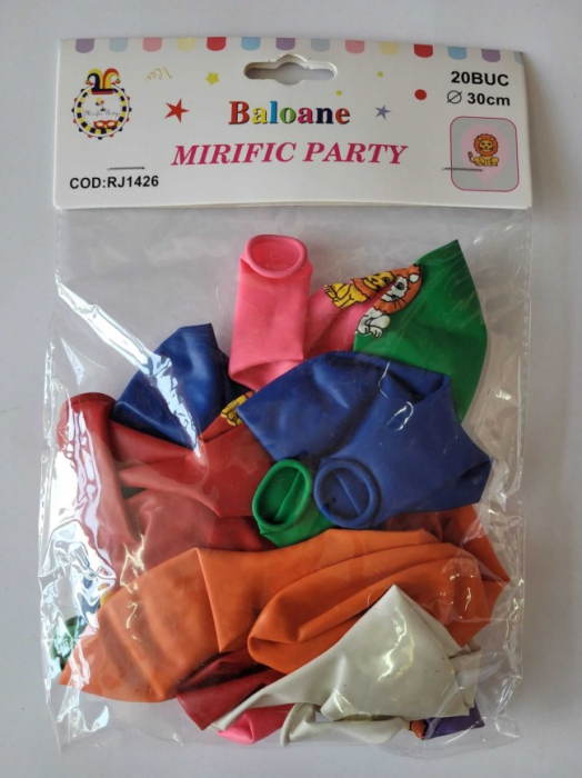Set 20 baloane latex multicolore imprimate cu leu 30 cm [10]