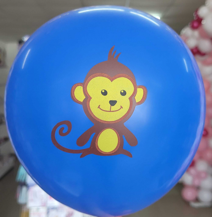 Set 20 baloane latex multicolore imprimate cu maimuta 30 cm [6]