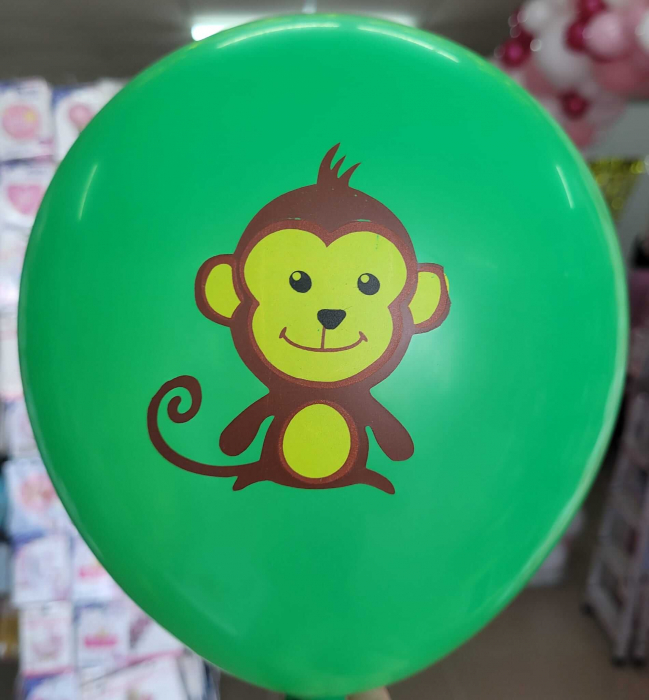 Set 20 baloane latex multicolore imprimate cu maimuta 30 cm [2]