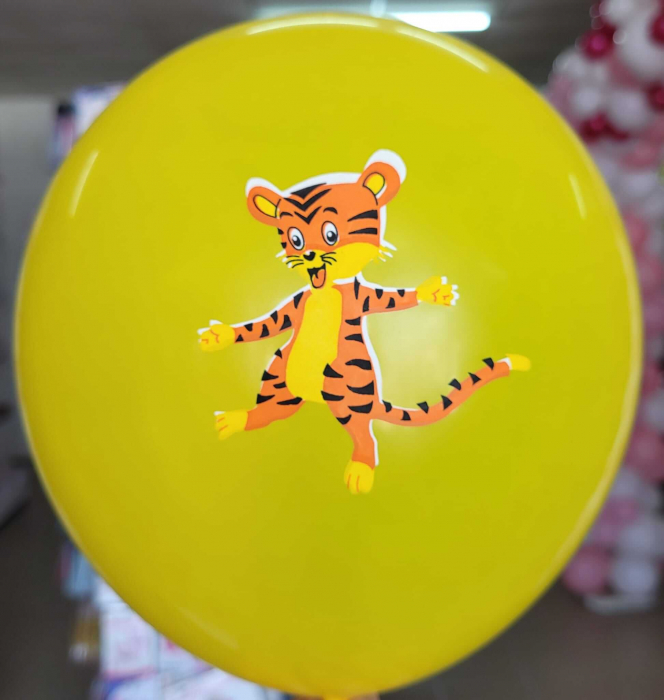Set 20 baloane latex multicolore imprimate cu tigru 30 cm [5]