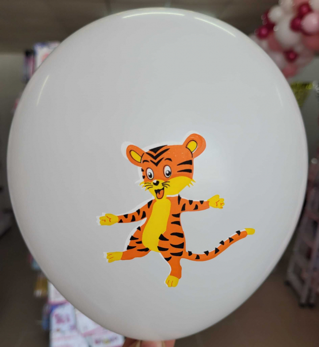 Set 20 baloane latex multicolore imprimate cu tigru 30 cm [2]