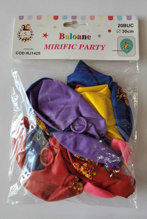 Set 20 baloane latex multicolore imprimate cu tigru 30 cm [10]