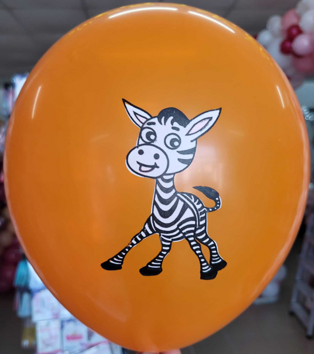 Set 20 baloane latex multicolore imprimate cu zebra 30 cm [7]