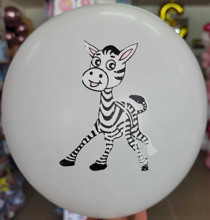 Set 20 baloane latex multicolore imprimate cu zebra 30 cm [5]