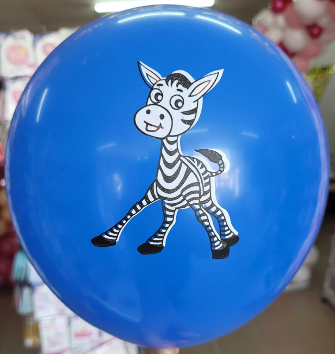 Set 20 baloane latex multicolore imprimate cu zebra 30 cm [6]