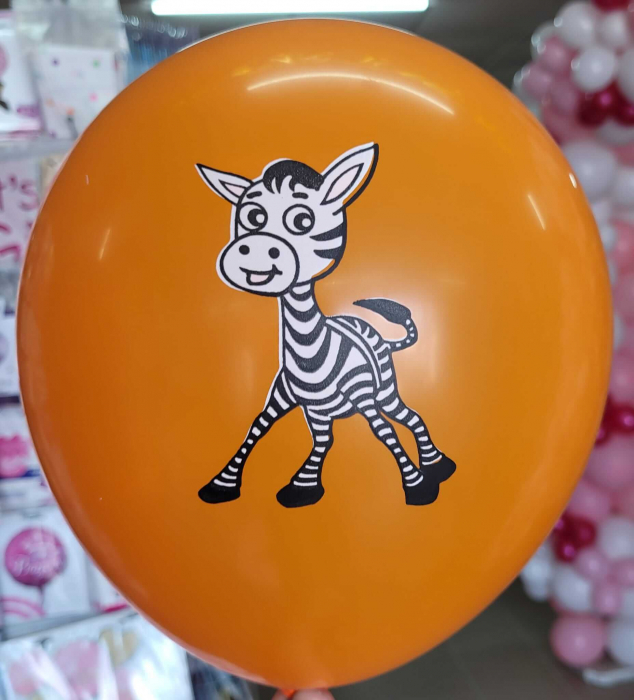 Set 20 baloane latex multicolore imprimate cu zebra 30 cm [3]