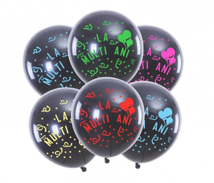 Set 20 baloane latex negru La multi ani color 30 cm