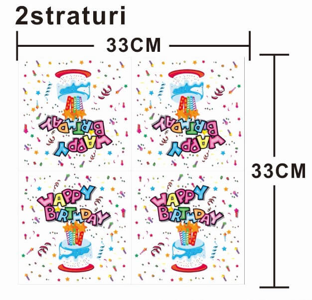 Set 20 servetele albe Happy Birthday 33 * 33 cm [2]