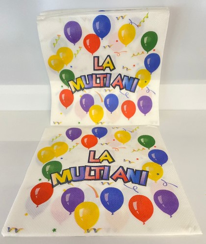 Set 20 servetele albe La multi ani baloane 33 x 33 cm [3]