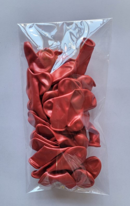 Set 25 baloane latex inima rosu metalizat 12 cm [6]