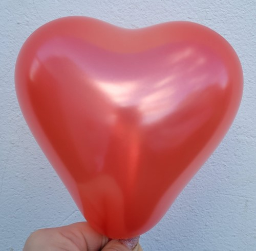 Set 25 baloane latex inima rosu metalizat 12 cm [4]