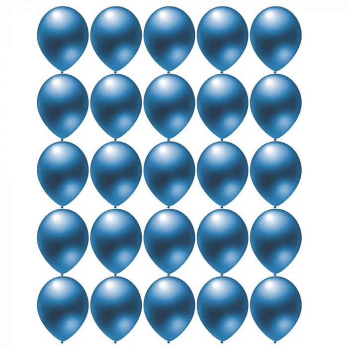 Set 25 Baloane latex metalizat albastru 28 cm [5]