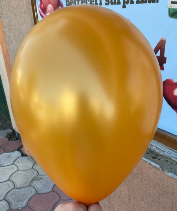 Set 25 balone latex metalizat / sidefat gold auriu 28 cm [2]