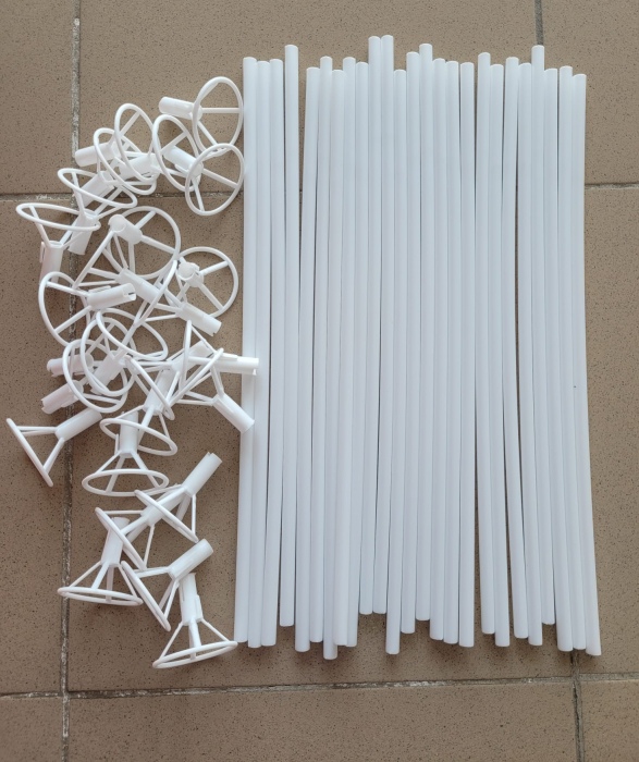 Set 25 bete albe cu rozete pentru baloane folie 40 cm [3]