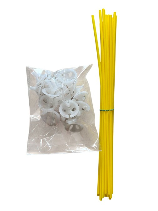Set 25 Bete suport cu rozete pentru baloane latex galben [1]