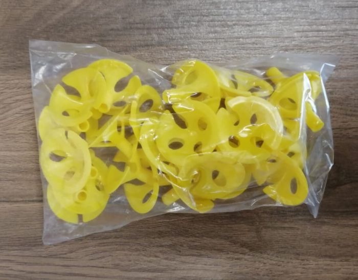 Set 25 Bete suport cu rozete pentru baloane latex galben [6]