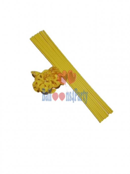 Set 25 Bete suport cu rozete pentru baloane latex galben [5]