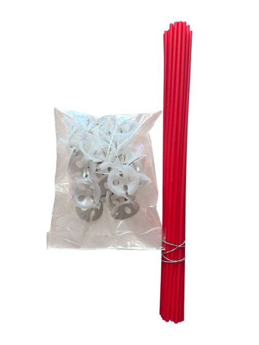 Set 25 Bete suport cu rozete pentru baloane latex ROSU [1]