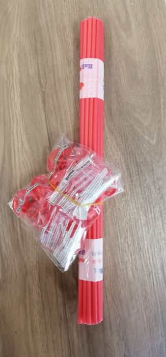 Set 25 Bete suport cu rozete pentru baloane latex ROSU [7]