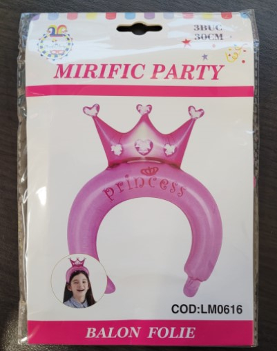 Set 3 baloane folie coronita roz Princess 30 cm [5]