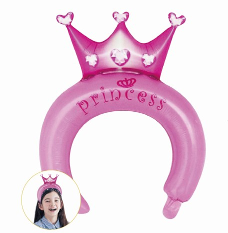 Set 3 baloane folie coronita roz Princess 30 cm
