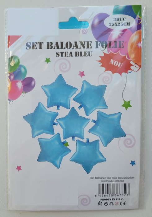 Set 3 baloane folie stea albastru deschis 25 cm [3]