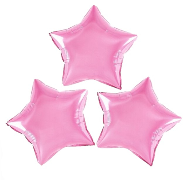 Set 3 baloane folie stea roz deschis 25 cm