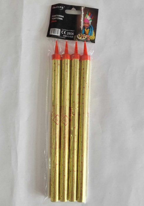 Artificii pentru tort, Aurii, 25 cm, 80 sec, 4 buc/set [2]