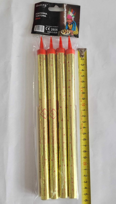 Artificii pentru tort, Aurii, 25 cm, 80 sec, 4 buc/set [3]
