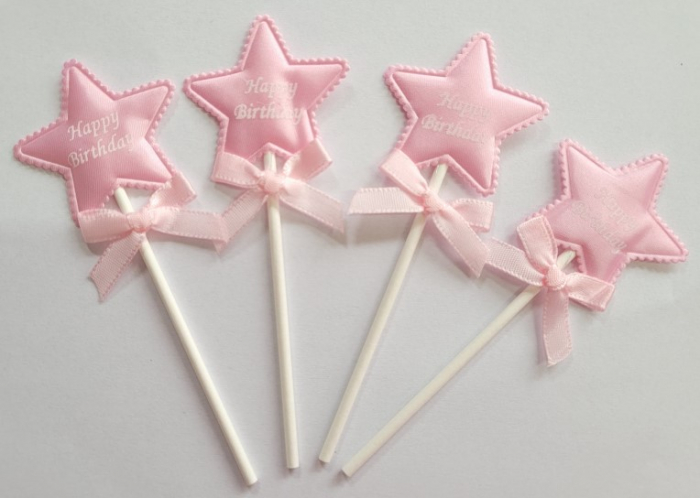 Set 4 decoratiuni briose stelute roz 4.5 cm [2]