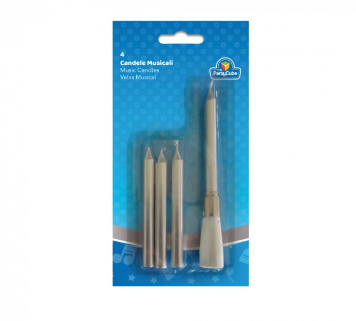 Set 4 lumanari muzicale argintii 12 cm [6]