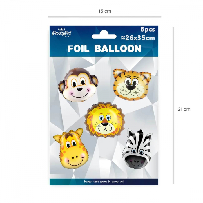 Set 5 baloane folie cap animale zoo 35 cm [4]