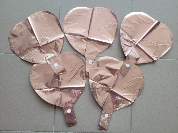 Set 5 baloane folie inima rose gold 25 cm [2]