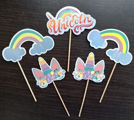 Set 5 decoratiuni briosa Unicorn Holograma 6 cm [2]