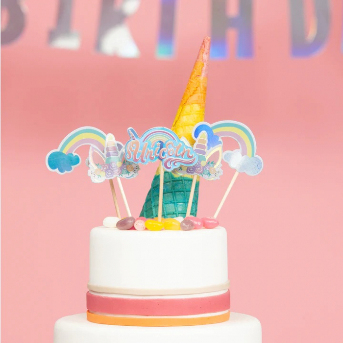 Set 5 decoratiuni briosa Unicorn Holograma 6 cm [3]