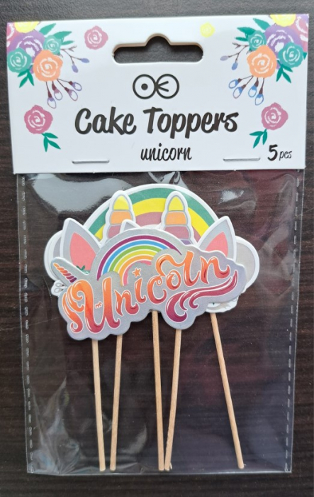 Set 5 decoratiuni briosa Unicorn Holograma 6 cm [4]