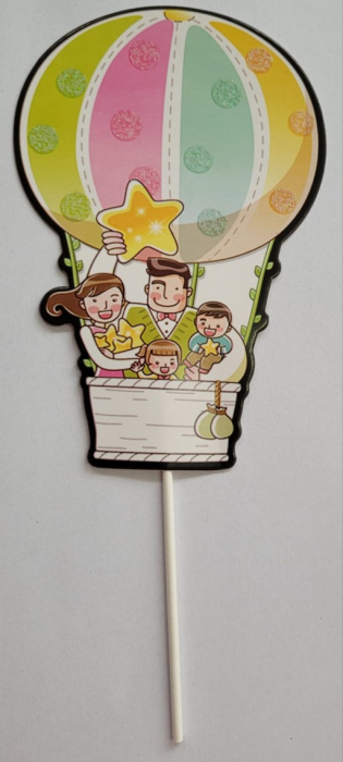 Set 5 decoratiuni tort si briose balon zburator roz [2]