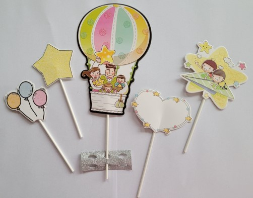 Set 5 decoratiuni tort si briose balon zburator roz [11]