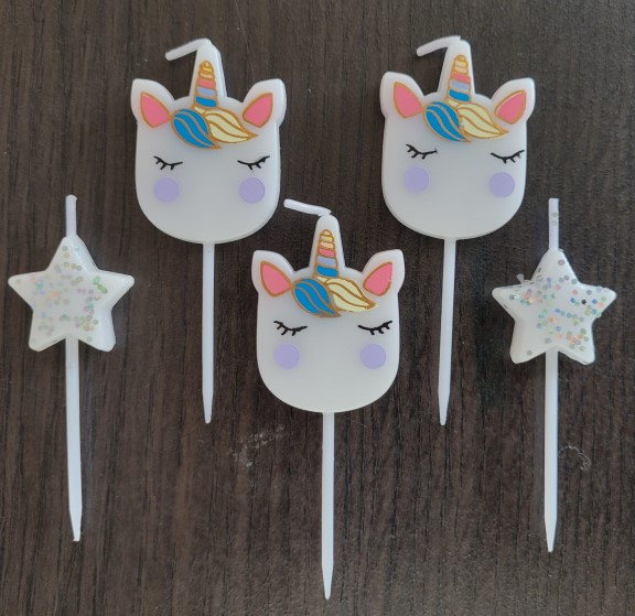 Set 5 lumanari Unicorn si stele 4 cm [2]