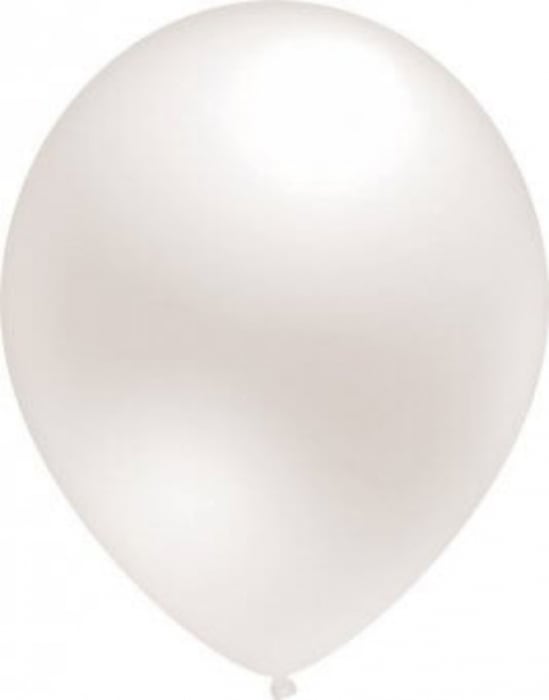 Set 50 baloane latex alb metalizat 12 cm